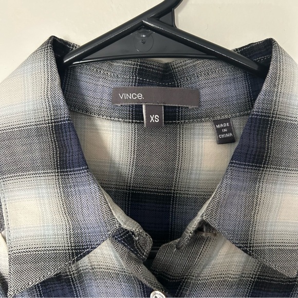 Vince Blue Plaid Button Down Shirt - Picture 3 of 3